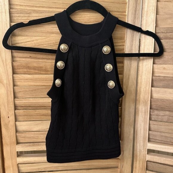 Balmain looks alike Cropped Knit Top - Picture 1 of 10